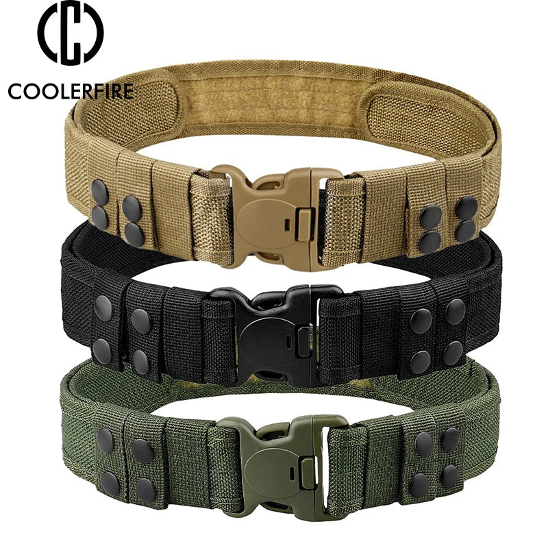 Man Military Tactical Belt Fabric Canvas Tactical Strap Army Plastic Buckle Male Working Belts for Jeans Velcroo Waistband Belt