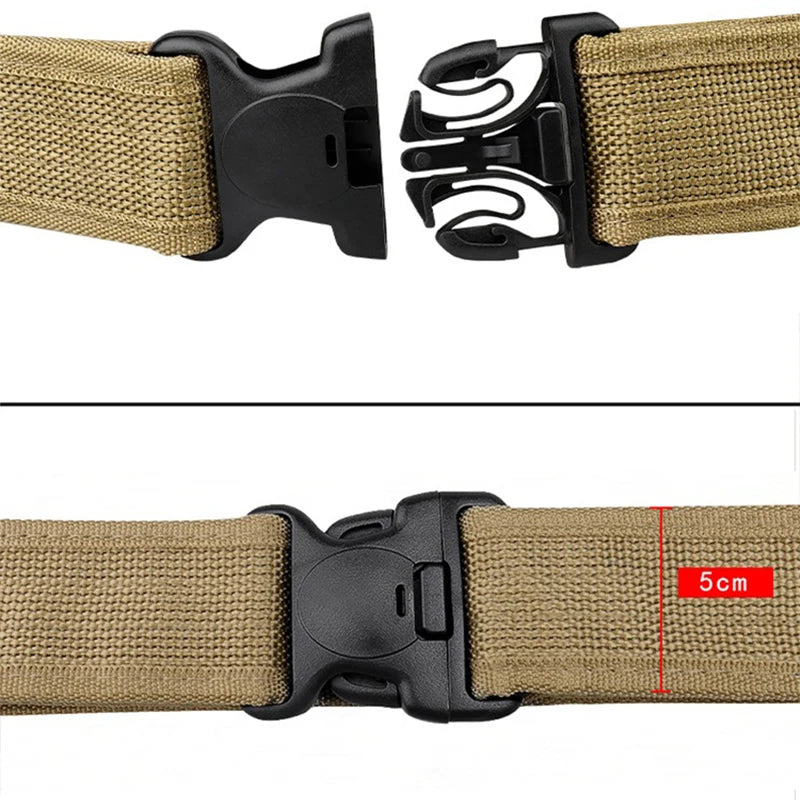 Man Military Tactical Belt Fabric Canvas Tactical Strap Army Plastic Buckle Male Working Belts for Jeans Velcroo Waistband Belt