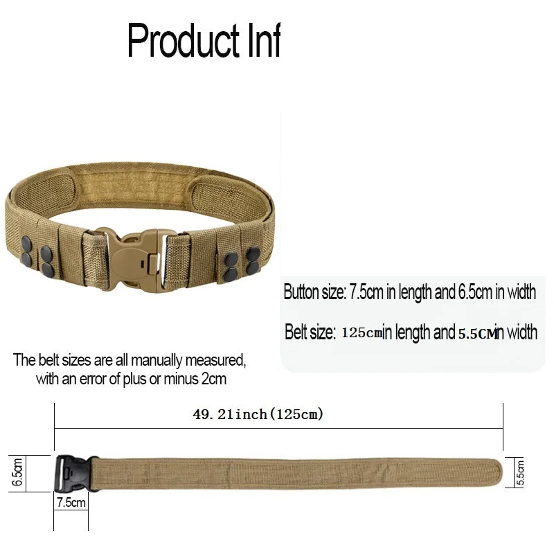 Man Military Tactical Belt Fabric Canvas Tactical Strap Army Plastic Buckle Male Working Belts for Jeans Velcroo Waistband Belt